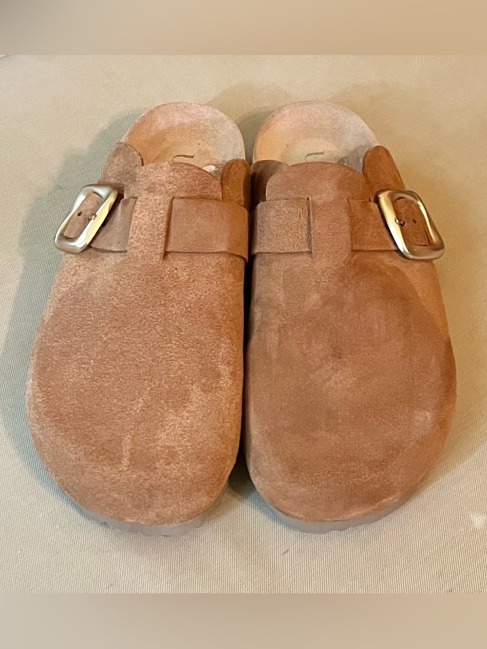 Yukon Suede Buckle Clog Mule in Light Brown